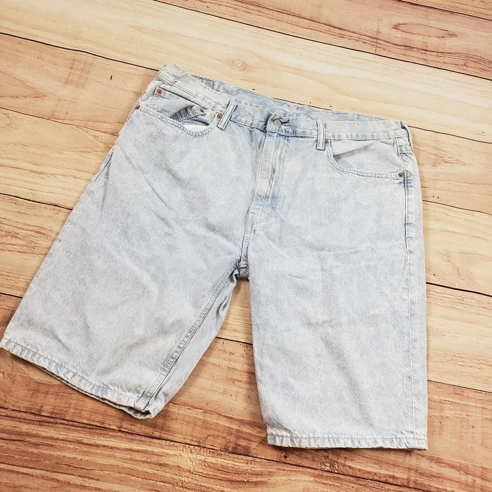 Levis 502 Shorts‎ Mens 40 Blue Denim Outdoors Light Wash Jean Workwear Adult A9*